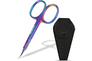 BROWBLOOM Precision Cuticle Scissors for Manicure, Pedicure, Eyebrow, and Eyelash Grooming - Extra Sharp Multi-Color Curved Cuticle Scissors with Black Storage Case for Men and Women (Multi)