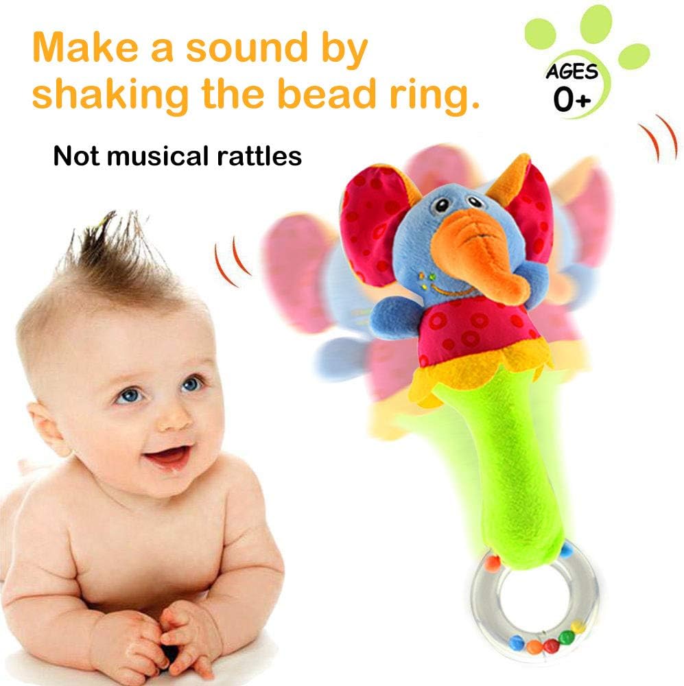 CHAFIN Baby Soft Rattles Shaker , Infant Developmental Hand Grip Baby Toys , Cute Stuffed Animal with Sound for 3 6 9 12 Months and Newborn Gift(2 Pack): Toys & Games