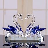 Cloudpower for Crystal for SWAN Figurine Collection Table Centerpiece Ornament, for Crystal Collectible Figurines for Christmas, Birthday, Party, Valentine's Day, Anniversary (Blue)