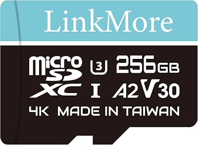 LinkMore 256GB Micro SDXC Card A2 UHS-I U3 V30 Class 10 SD Adapter