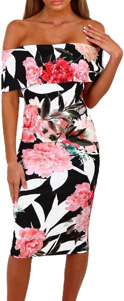 floral bardot midi dress