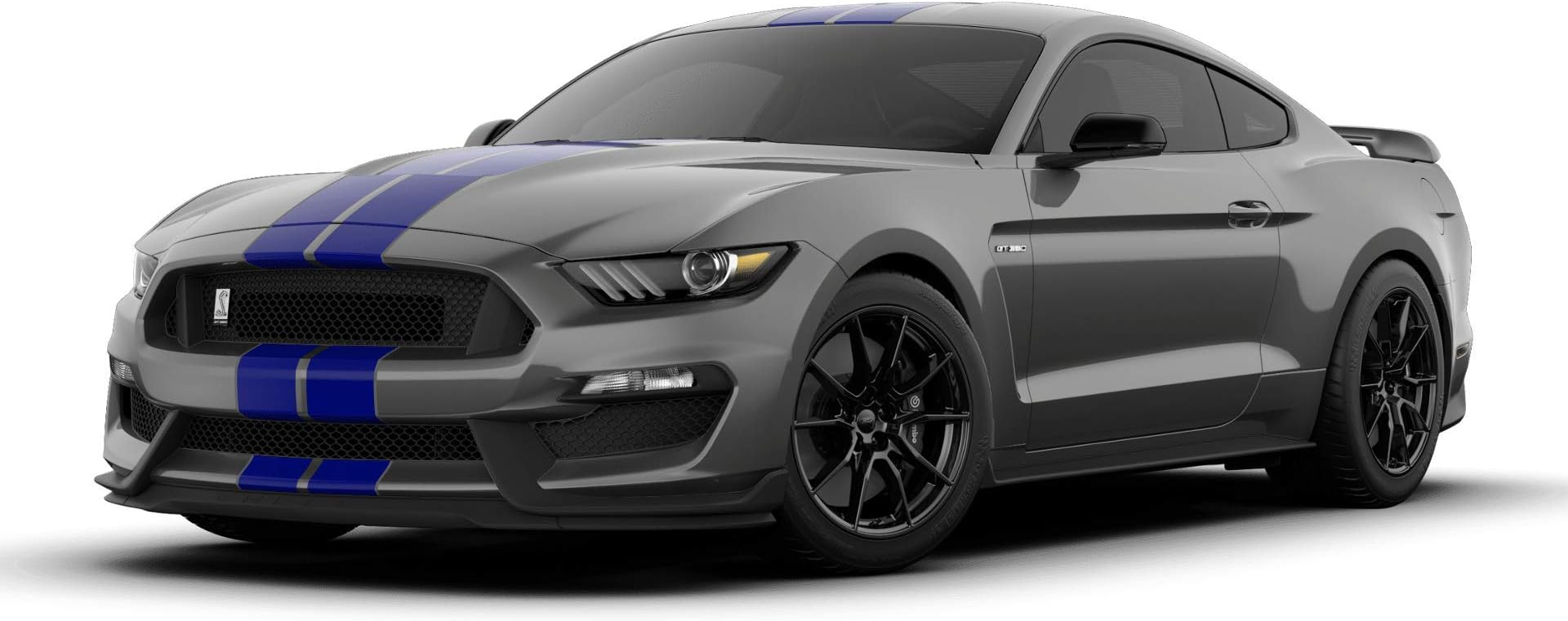ZIC Motorsports 2019 Ford Mustang Shelby GT350 Car Cutout Heavy Duty Metal Garage Wall Sign - 23 X 10 - Magnetic Gray with Blue Racing Stripes