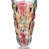 Eastern Rock Heavy Flower Glass Vase Thickened 3.5lb 9.5inch Sparkle vase Bohemian Style, for Centerpieces,Kitchen,Office, Wedding,Perfect Home Decor Glass Vase (Purple Light)