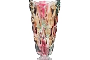 Eastern Rock Heavy Flower Glass Vase Thickened 3.5lb 9.5inch Sparkle vase Bohemian Style, for Centerpieces,Kitchen,Office, Wedding,Perfect Home Decor Glass Vase (Purple Light)
