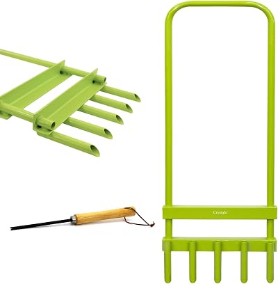 Crystals 5 Prong Hollow Tine Lawn Aerator 18mm Dia Prongs Green