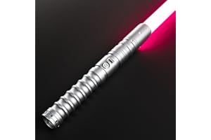 CVCBSER FX Dueling Lightsaber RGB 16 Colors Changeable Premium Aluminium Alloy Hilt Light Saber with 12 Mode Sound Force Lightsaber Toys (Silver)