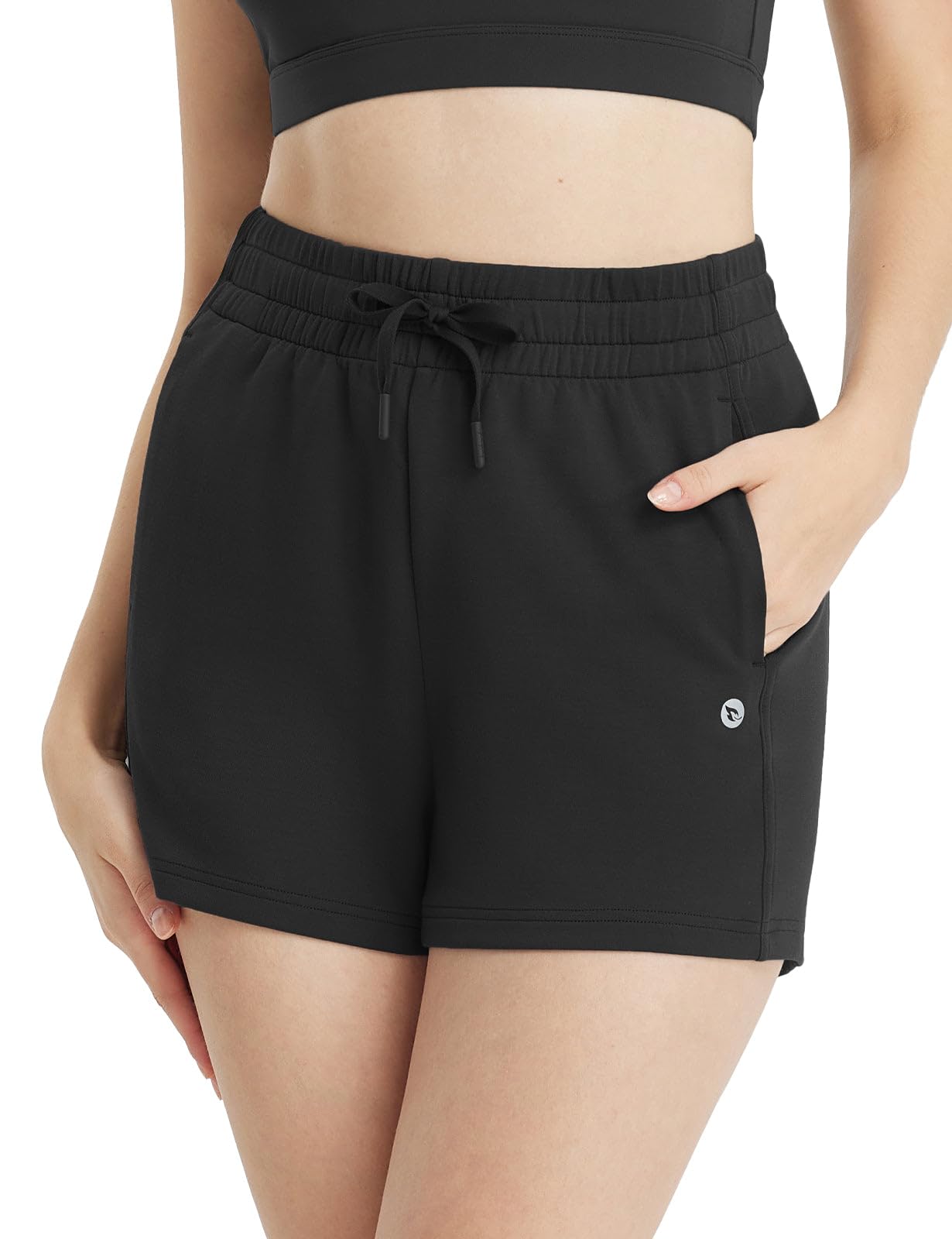 Photo 1 of baleaf Women's 4" High Waisted Workout Shorts with Pockets Elastic Athletic Gym Running Yoga Shorts Modal Soft Black M