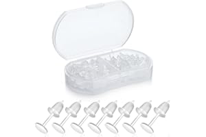 Formulen 5mm Plastic Earrings for Sports - Clear Post Studs, Flat Silicone Rubber Earrings for DIY