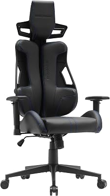 Mars Gaming MGC-ELITE, Cadeira Gamer Ergonómica, Encosto Flexível Adaptativo, Apoios de Braços Ajustáveis 2D, Assento Reclinável, Acabamento em Pele PU, Cadeira de Escritório com Jantes XL, Pistão a Gás Classe 4, Azul