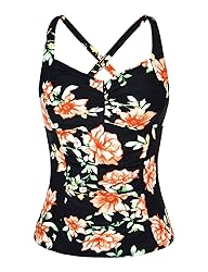 Hilor Women's Tankini Tops Shirred Tummy Control
