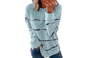 symoid Long Sleeve T Shirts for Women Trendy 2023 Crewneck Striped Tie Dye Sweatshirt Tops Dressy Casual Oversized Tunics