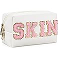 Gosuoa Preppy Makeup Bag,Skincare Bag,PU Leather Portable Waterproof Preppy Stuff for Travel Toiletry Bag,Makeup Bag for Girls Women
