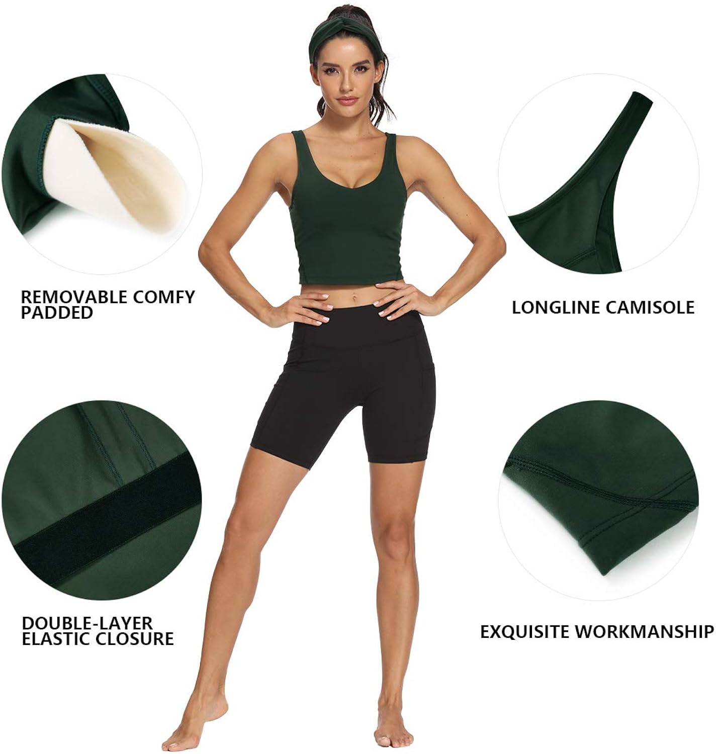 Hiverlay Sports Bra for Women Crop Tank Top with Build in Bra Yoga Athletic Top at  Women’s Clothing store