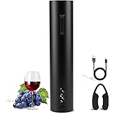 Electric Wine Opener, Rechargeable Battery Operated Wine Bottle Opener with Foil Cutter, One-click Corkscrew Remover for Home, Kitchen, Party, Wedding - Black