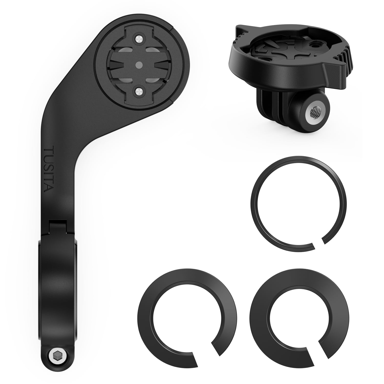 TUSITA Flush Out Front Mount Compatible with Garmin Edge GPS Bike Computer,Quarter-turn to friction flange mount adapter Included