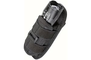Tactical Flashlight Pouch Holster with 360° Rotating Belt Clip - Quick Release Molle Compatible Case for Universal Torch & Li
