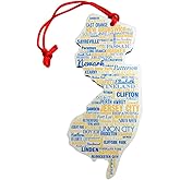 New Jersey Christmas Ornament Wooden Tree Decoration, 4 3/4 Inch