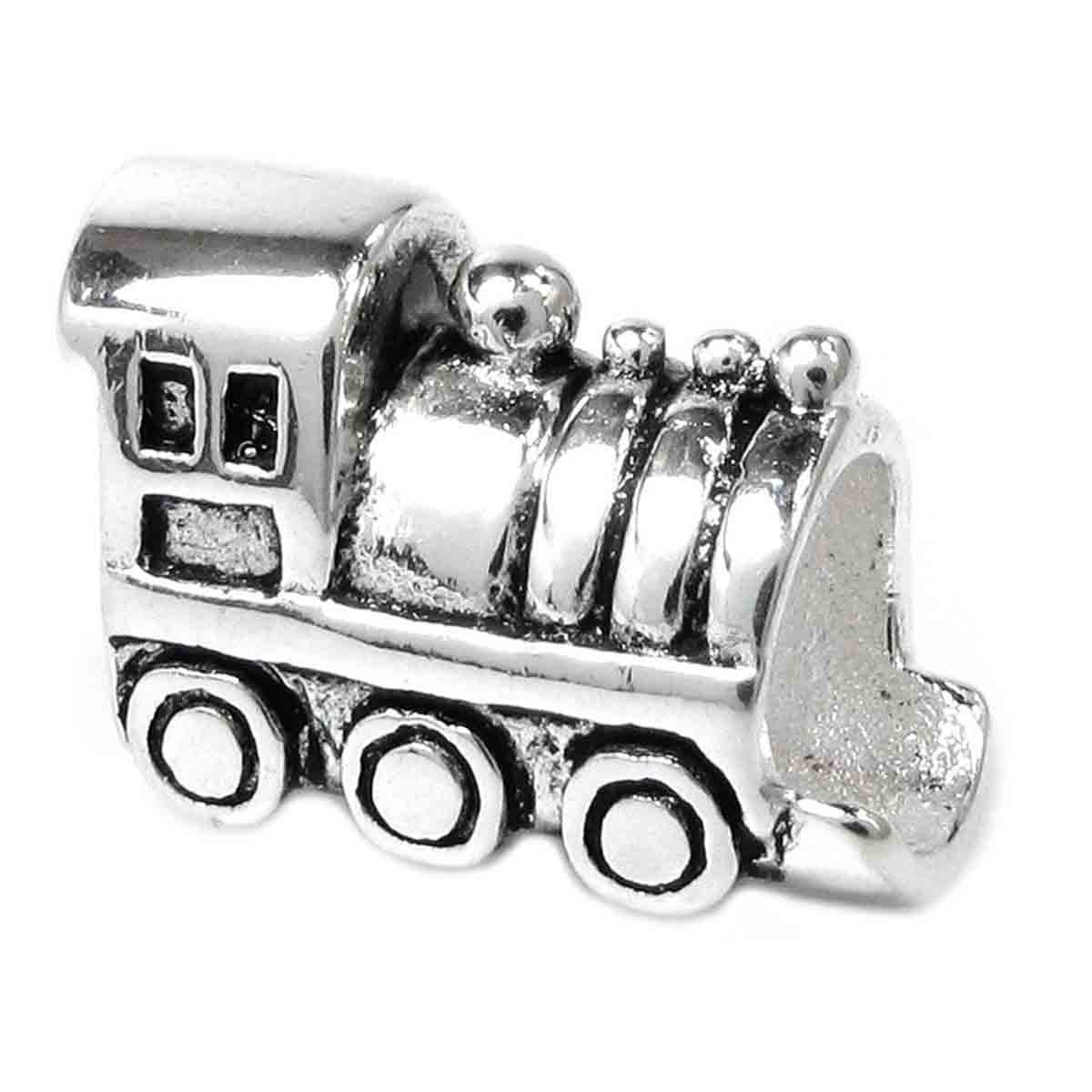 Queenberry Sterling Silver Train Engine European-style Bead Charm
