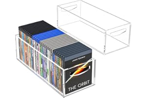AITEE DVD/CD Storage Box 2 Packs, Acrylic Storage Container for Blu-Rays, Small Books/Booklets, Video Game Cases and Video Game Controllers, Storage Organizer for Countertop/Kitchen/Bathroom/Cabinet.