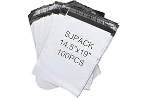 SJPACK 100pcs 14.5x19 Poly Mailers 2.5 Mil Envelopes Shipping Bags With Self Sealing Strip, White Poly Mailers
