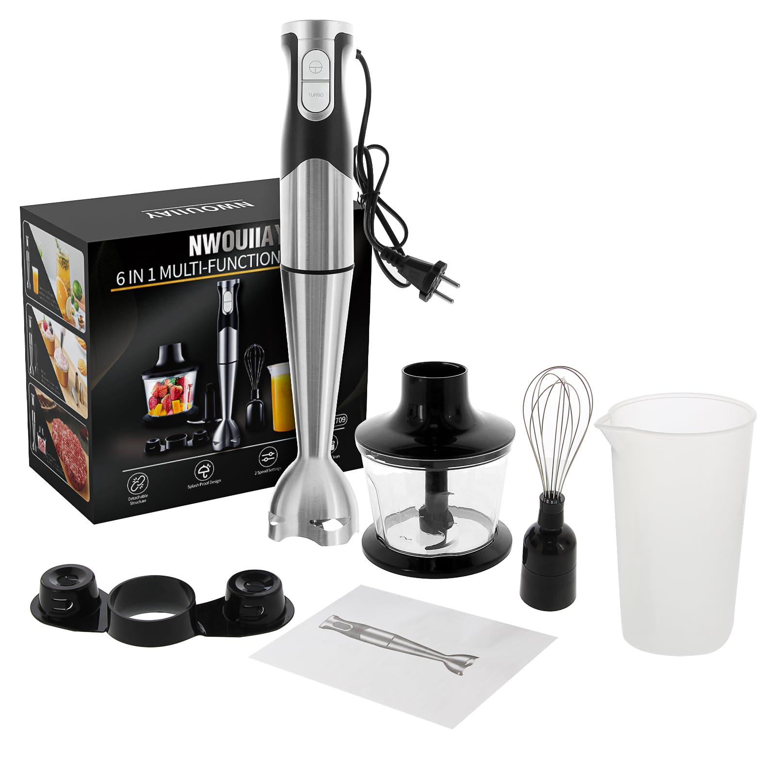 Stabmixer Set 6 in 1 Edelstahl 1200W für Babynahrung Salate Suppen Gemüse 9