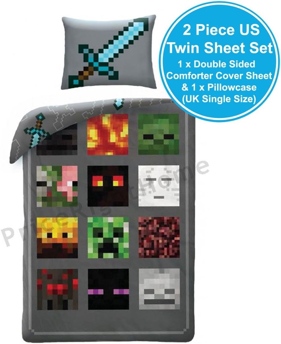Amazon Mincraft Minecraft Hostilesシングル布団カバーセット ヨーロッパサイズ 寝具カバーセット オンライン通販