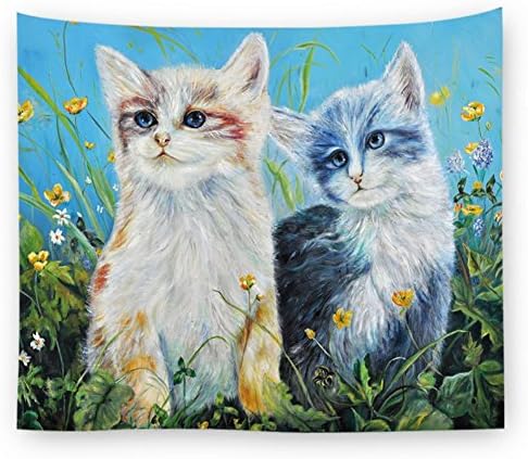 YGUII Alice in Wonderland Decorations Collection, Chester Cat Sitting on Branch in Fairy Forest Character Alice, Bedroom Living Room Dorm Wall Hanging Tapestry, Green Blue Purple