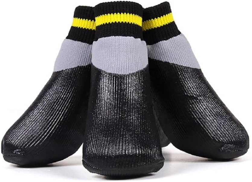 Lymenden Anti-Slip Dog Socks,Waterproof Paw Protectors with Straps Traction Control for Indoor & Outdoor Wear, 4pcs (2XL,Black)