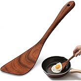 HANSGO Wooden Spatula, 12 Inch Acacia Wood Nonstick Turner, Right Hand Long Handle Flat Frying Spatulas, Kitchen Gift for Mother Wife Grandma, Non Toxic Cooking Utensils for Eggs, Fish, Pancakes