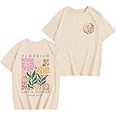 KEEVICI Cute Christian Flower Shirts for Girls Kids Graphic Tees Bible Verse Jesus Shirt Faith Inspirational Cotton Tshirt