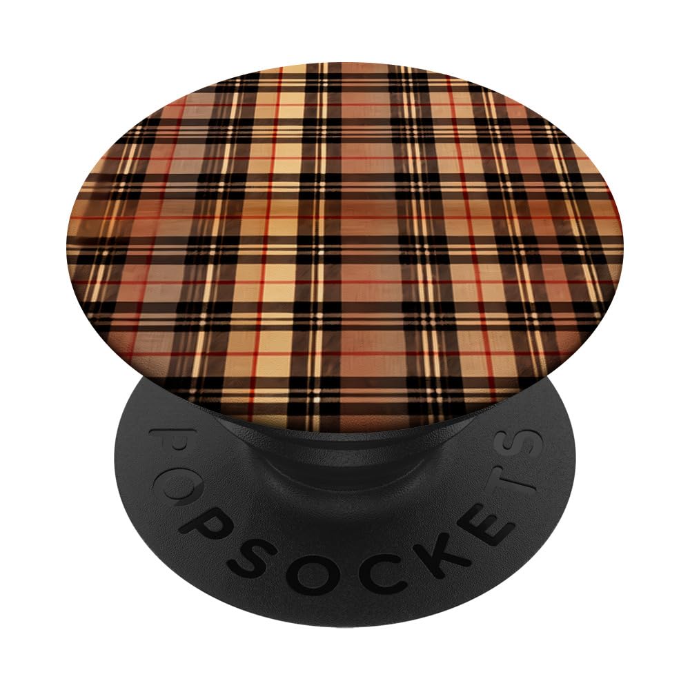 brown navy black orange Plaid Halloween Fall Autumn Pumpkins PopSockets Swappable PopGrip