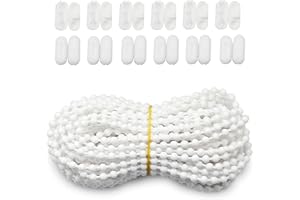 FQTANJU 10 Yards White Roller Blind Bead Chain Cord with 12 PCS of Connectors for Roman Venetian Honeycomb Vertical Shade Blind Cord for Roller Blind Replacement Parts Repair Fittings, FA-267