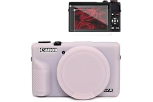 Frevyve Case for Canon G7X Mark III Camera, Soft Silicone Protective Case, Slim Fit Sleeve with Removable Lens Cover and Scre