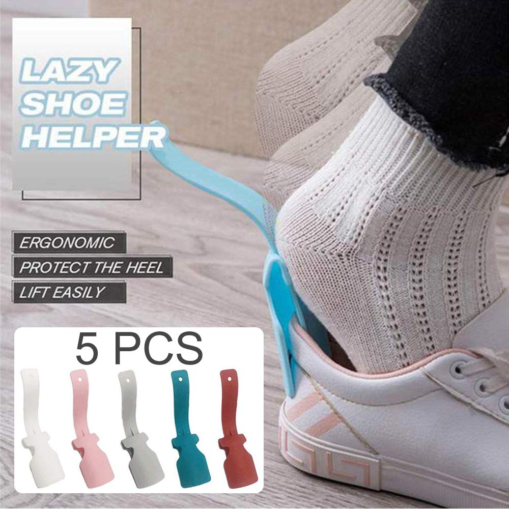 HUHUDAY Lazy Shoe Helper, Shoe Horn Boot Horn Shoe Horn Shoe Lifting Helper Suitable for Adult Men and Women Shoes Plastic Lazy Shoes Pull Shoes Portable Sock Slider Handled Easy, Easy on Easy off