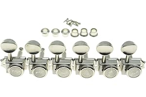 KAISH 6 Inline Guitar Vintage Style Locking Tuners Guitar Tuning Keys Guitar Lock Machine Heads for Strat Tele Nickel