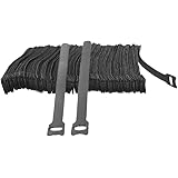 Grapelet 100 x Schwarz verstellbar wiederverwendbar Bindeb&auml;nder Tidy Wrap Haken & Schleife, schwarz