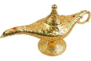 SUNMALL Vintage Legend Aladdin Lamp Magic Genie Wishing Light,Collectable Rare Classic Arabian Costume Props Lamp Tabletop Decor Crafts for Home/Wedding Decoration (Gold)