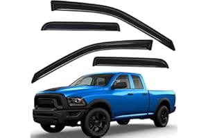 Lightronic 94101 Extra Durable Outside-Mount Auto Vent Window Visors, Fits 2009-2010 Dodge Ram 1500, 2011-2018 Ram 1500, 2019-2024 Ram 1500 Classic, Quad Cab, Original Wind Deflector, Smoke, 4-Pcs