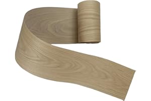 EBPSNEER White Oak Wood Veneer Sheet,Flat Cut,8.5''x 98'',Iron On Stick Veneer Roll Without Paper,Pre-glued Hot Melt Self Adhesive Tape for Cabinet Furniture Plywood Door Speaker Renovation