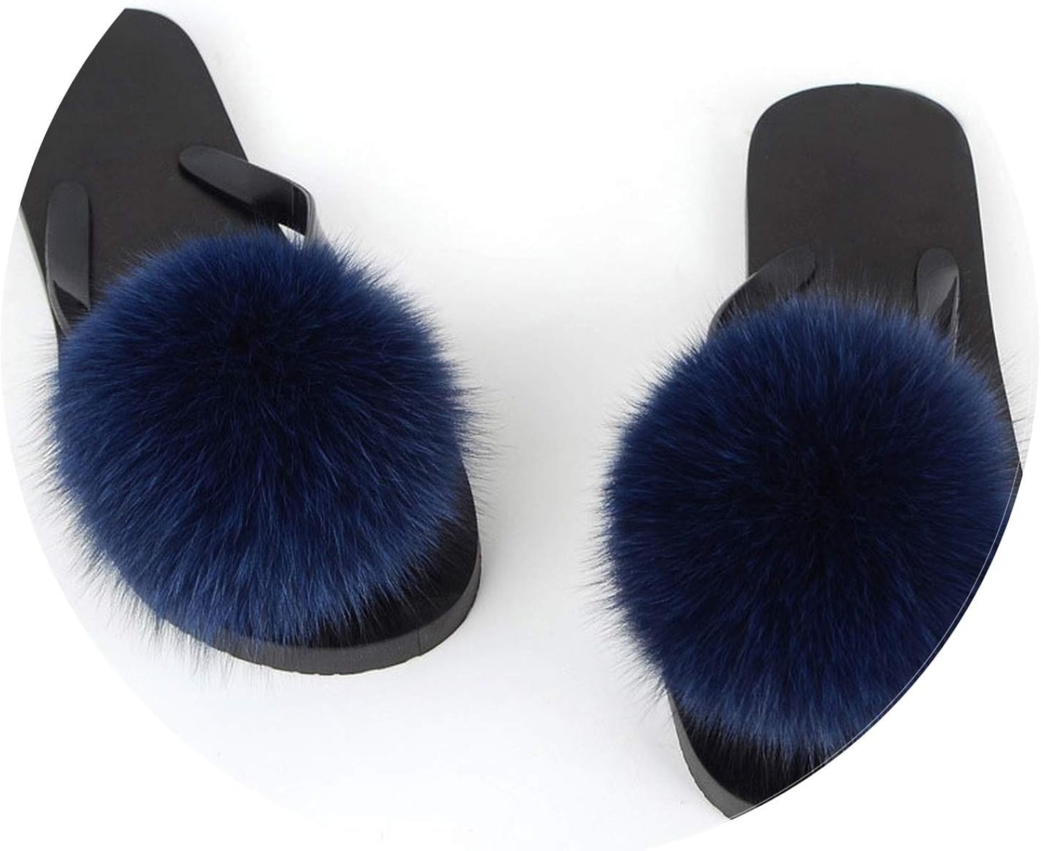 flip flops with fur pom pom