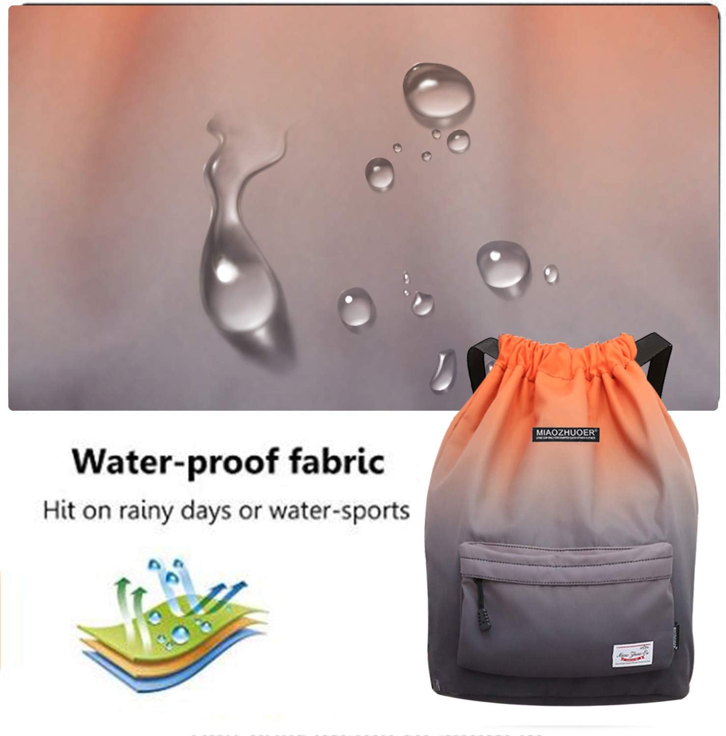 Risefit Waterproof Drawstring Bags, Printed Gym Sackpacks Bags Sports Backpacks for Shopping Swimming Yoga for Men Women Girls Students - Image 3