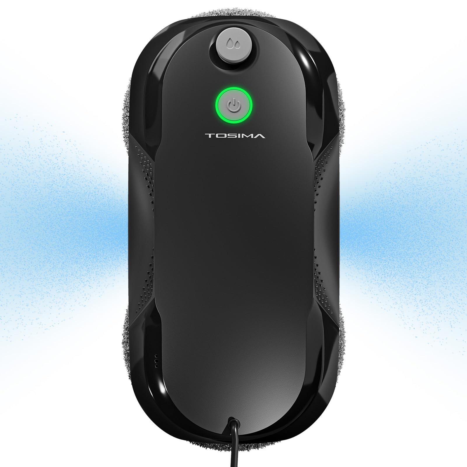Tosima W5 Robot Limpiacristales, Limpiacristales Inteligente con Pulverización Automática de Doble Dirección con Triple Sistema de Seguridad, Navegación Inteligente, Control Remoto, para Todas Las Superficies Lisas, con 8 Trapos, Negro