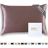 ZIMASILK 22 Momme Silk Pillowcase for Hair and Skin - 100% Pure Mulberry Silk with Hidden Zipper, Grade 6A Luxury Pillow Case for Women, Soft & Durable, Gift Box (Standard 20"x26" Grey Purple)