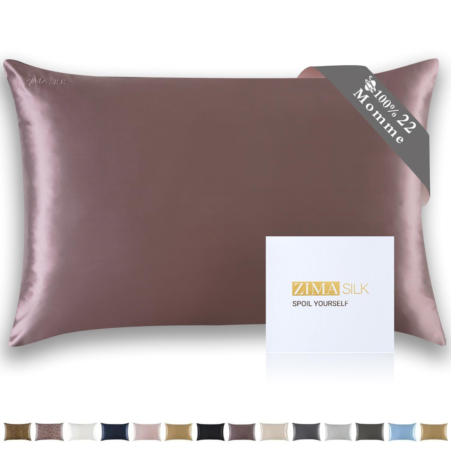ZIMASILK 100% Pure 22 Momme Mulberry Silk Pillowcase for Hair and Skin, Upgraded Silk Durable, Soft & Smooth, Both Sides Premium Grade 6A Silk, 1pc (Standard Size 50x75 cm, Grey Purple)
