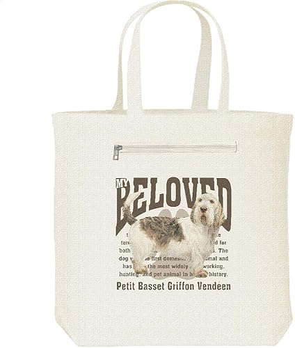 Amazon エムワイディエス Myds プチ バセット グリフォン バンデーン 愛犬 キャンバス トートバッグ ファスナー ポケット付 Myds Bags エムワイディエスバッグ エコバッグ 買い物バッグ