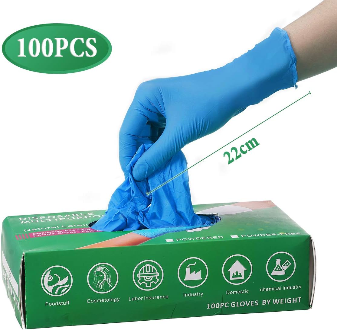 Slimerence Nitrile Disposable Gloves Powder Free Gloves for Foodstuff Chemical Industry Home Use Sky Blue Sky Blue Normal-L (22CM)