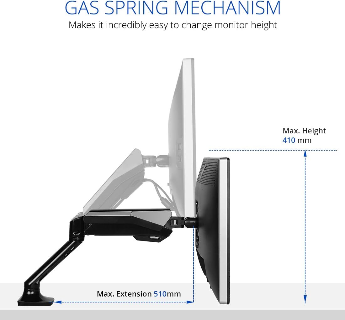 FLEXIMOUNTS F6 full Motion LCD arm Desk Monitor Mount for 10''-30'' Computer Monitor Deluxe Gas Spring arm,With Clamp or Grommet Desktop Support - Image 3