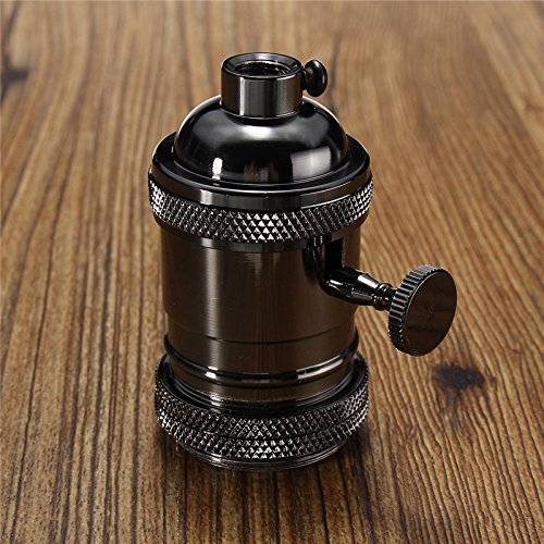 MASUNN E26/E27 Retro Vintage Edison Industrial Light Bulb Lamp Holder Socket With Switch-Black