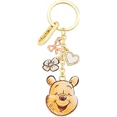 Disney Winnie the Pooh Keychain Bag Charm, Heart Bow CZ Gold Tone Enamel | This officially licensed Winnie The Pooh charm set is crafted from stainless steel with crystal and enamel accents.