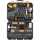 DEKOPRO 128 Piece Tool Set-General Household Hand Tool Kit, Auto Repair Tool Set, with Plastic Toolbox Storage Case